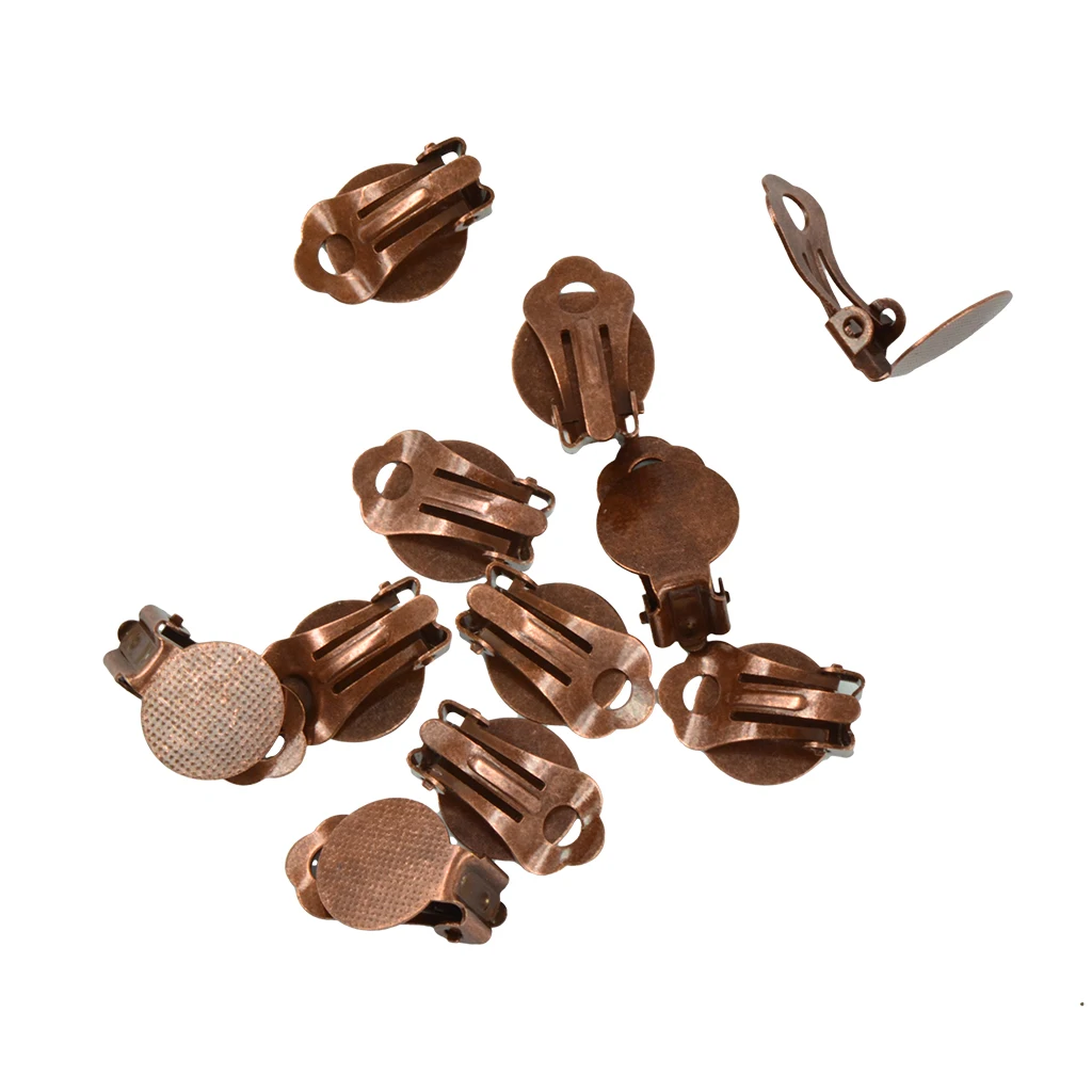 60Pcs Clip On Earring Blank Base Fit 12mm Pads Glass Cabochons Setting DIY