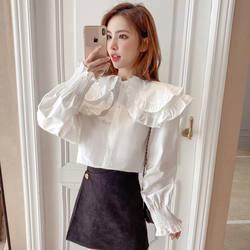 Chiffon Women's Blouse Casual Doll Collar Girl's Shirt Spring Autumn Long Sleeve Top Fashion Clothing Solid Lady Blusas Houthion
Chiffon Women's Blouse Casual Doll Collar Girl's Shirt Spring Autumn Long Sleeve Top Fashion Clothing Solid Lady Blusas Houthion