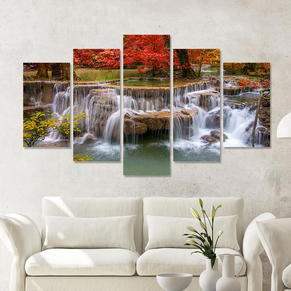 Modern 5 Panel Landscape of Waterfall HD Posters Canvas Painting Living Room Print Picture Wall Art Interior Home Decor Frame
Modern 5 Panel Landscape of Waterfall HD Posters Canvas Painting Living Room Print Picture Wall Art Interior Home Decor Frame
