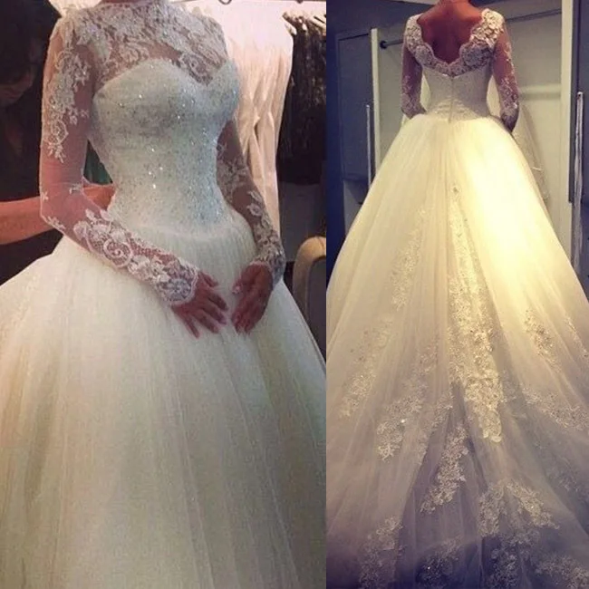 Vestido De Noiva High Neck Long Sleeve Lace appliques Wedding Dress Ball Gown Wedding Dresses 2019 Robe De Mariage Casamento
Vestido De Noiva High Neck Long Sleeve Lace appliques Wedding Dress Ball Gown Wedding Dresses 2019 Robe De Mariage Casamento