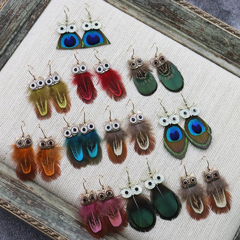 Retro Fashion Hot Sale Owl Earrings Women's Popular Feather Earrings Long India Creative Ornament Gift
Retro Fashion Hot Sale Owl Earrings Women's Popular Feather Earrings Long India Creative Ornament Gift