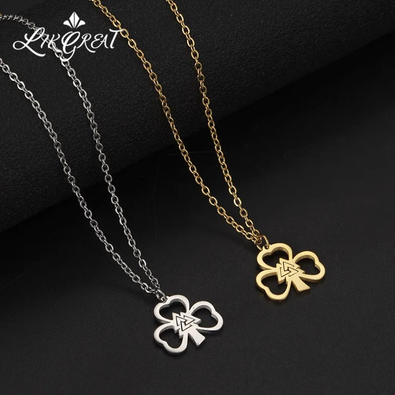 LIKGREAT Clover Celtics Knot Necklace for Women Valknut Amulet Stainless Steel Pendant Necklaces Lucky Fashion Jewelry choker
LIKGREAT Clover Celtics Knot Necklace for Women Valknut Amulet Stainless Steel Pendant Necklaces Lucky Fashion Jewelry choker