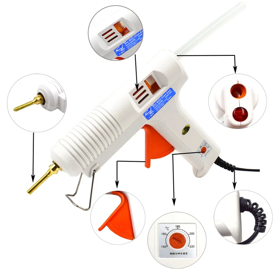 150W 100W Hot Melt Glue Gun with Temperature Control Thermostat 5 Free Glue Sticks for Home DIY Industrial Manufacture
150W 100W Hot Melt Glue Gun with Temperature Control Thermostat 5 Free Glue Sticks for Home DIY Industrial Manufacture