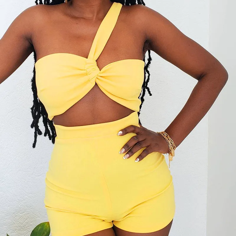 Two Pieces Set 2021 Summer Women Off Shoulder Single Strap Crop Tops High Waist Shorts 2pcs outfits Matching Clothes 
Two Pieces Set 2021 Summer Women Off Shoulder Single Strap Crop Tops High Waist Shorts 2pcs outfits Matching Clothes