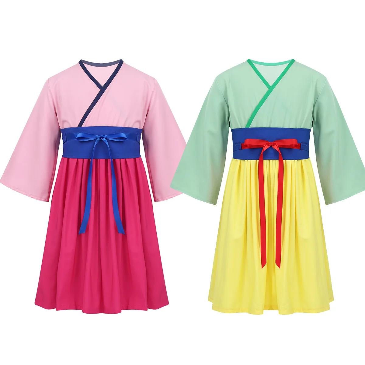 Baby Girls Huamulan Dress Princess Halloween Movie Cosplay Costume Long Sleeves Kimono Style Kids Fancy with Belt | Детская одежда и