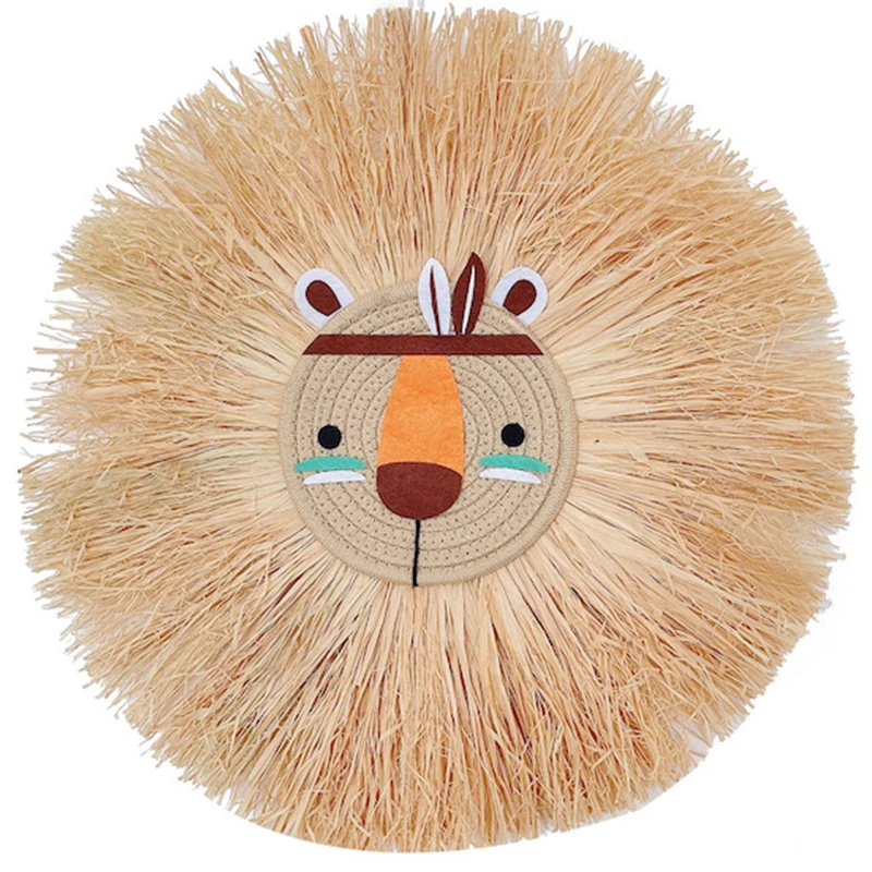 INS Nordic Handmade Woven Cartoon Lion Hanging Decorations Cotton Thread Wicker Animal Head Ornament Children Room Wall Mounted
INS Nordic Handmade Woven Cartoon Lion Hanging Decorations Cotton Thread Wicker Animal Head Ornament Children Room Wall Mounted