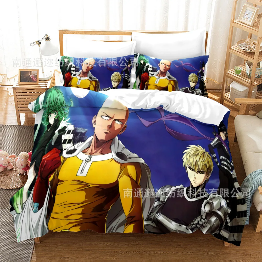 Комплект постельного белья с аниме ONE PUNCH-MAN, размер США/Европа/Великобритания, пододеяльник, пододеяльник, наволочка, 2-3 шт.
