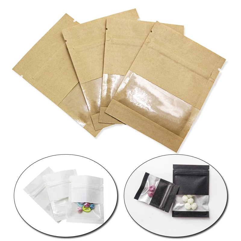 20pcs Kraft Paper Food Bags Reusable Zip Lock Stand-up Sealing Tea Coffee Bean Candy Packaging Bag With Clear Window Storage
20pcs Kraft Paper Food Bags Reusable Zip Lock Stand-up Sealing Tea Coffee Bean Candy Packaging Bag With Clear Window Storage
