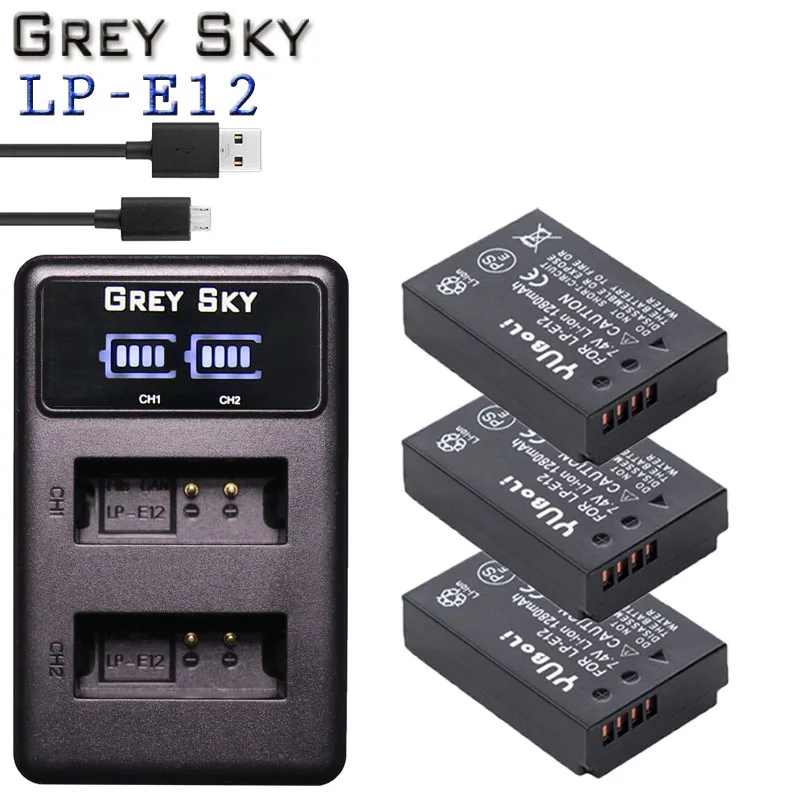 3 шт. LP E12 LPE12 Li Ion Батарея & светодиодный двойной USB Зарядное устройство для