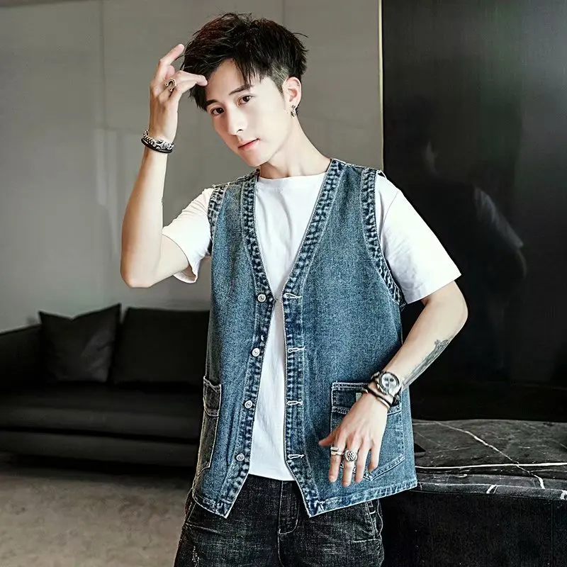 Hot Selling Spring Autumn Men's Denim Vests Vintage Fashion Casual Washed Jean Jacket Vest Slim Collarless Waistcoat Tops Man
Hot Selling Spring Autumn Men's Denim Vests Vintage Fashion Casual Washed Jean Jacket Vest Slim Collarless Waistcoat Tops Man