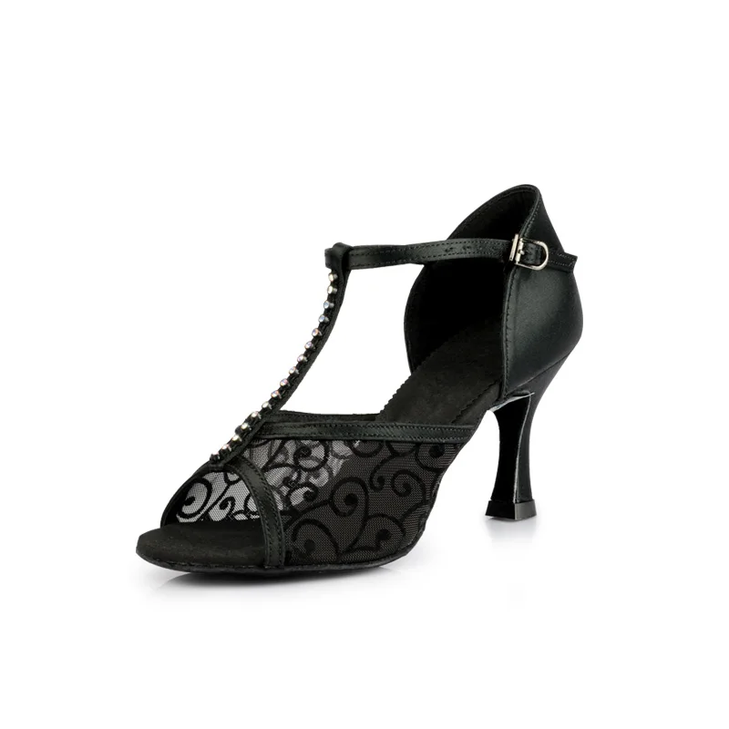 Black Satin With Mesh Professional Salsa For Women Zapatos De Baile Open Toe Heel Height 7cm Laltin Dance Shoes
Black Satin With Mesh Professional Salsa For Women Zapatos De Baile Open Toe Heel Height 7cm Laltin Dance Shoes