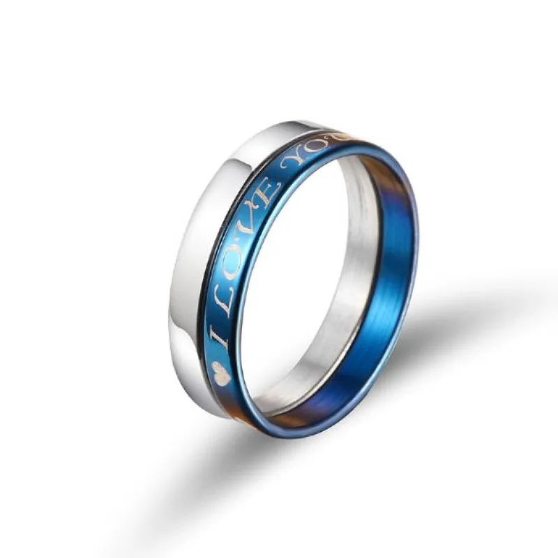 2 шт./лот I Love You кольца для пары синий нержавеющая сталь влюбленных Обручальное