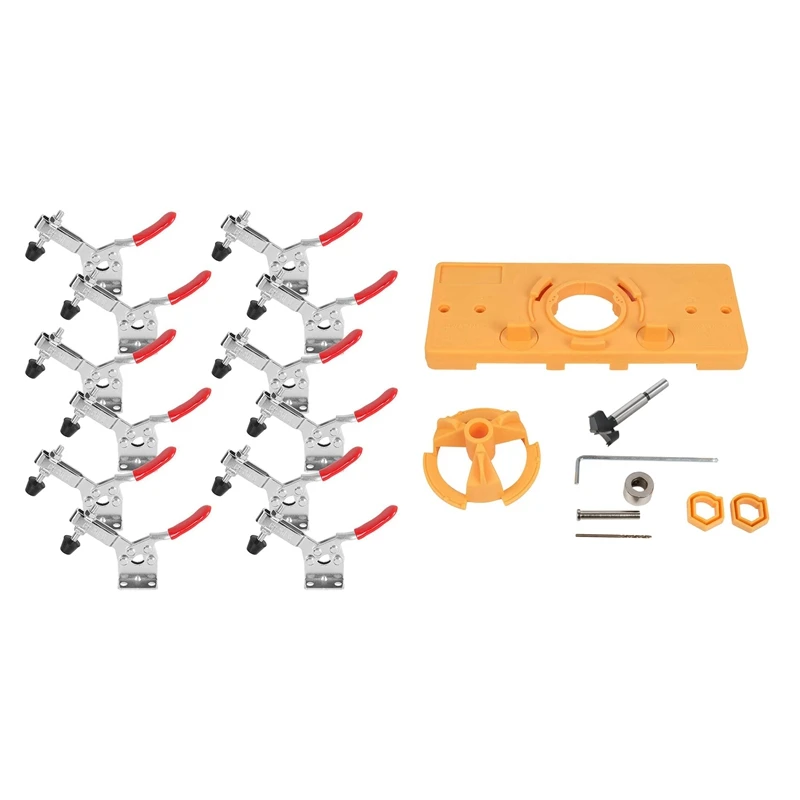 35Mm Hinge Hole Jig Drill Guide Set For Cabinet Door Installation With 12Pcs 201-B Quick Release Hold Down Tool Clamp
35Mm Hinge Hole Jig Drill Guide Set For Cabinet Door Installation With 12Pcs 201-B Quick Release Hold Down Tool Clamp