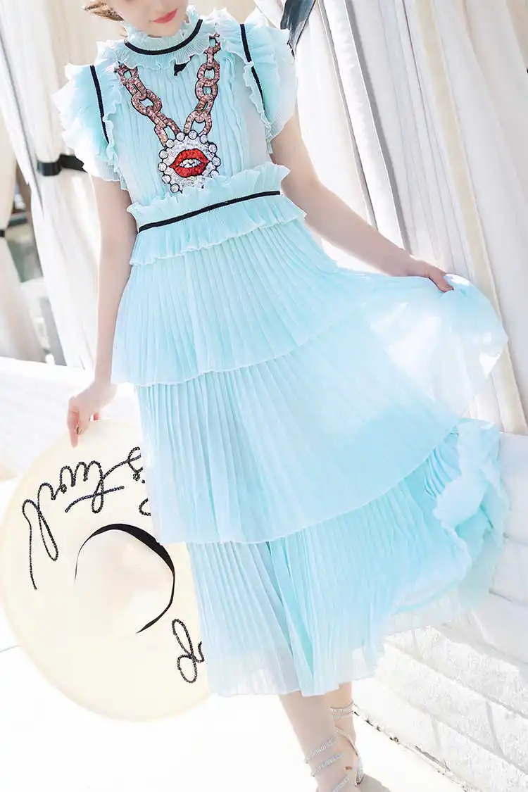 Hot sequin fashion ruffled layered dress summer runways ruffles cake chiffon dress D210
Hot sequin fashion ruffled layered dress summer runways ruffles cake chiffon dress D210