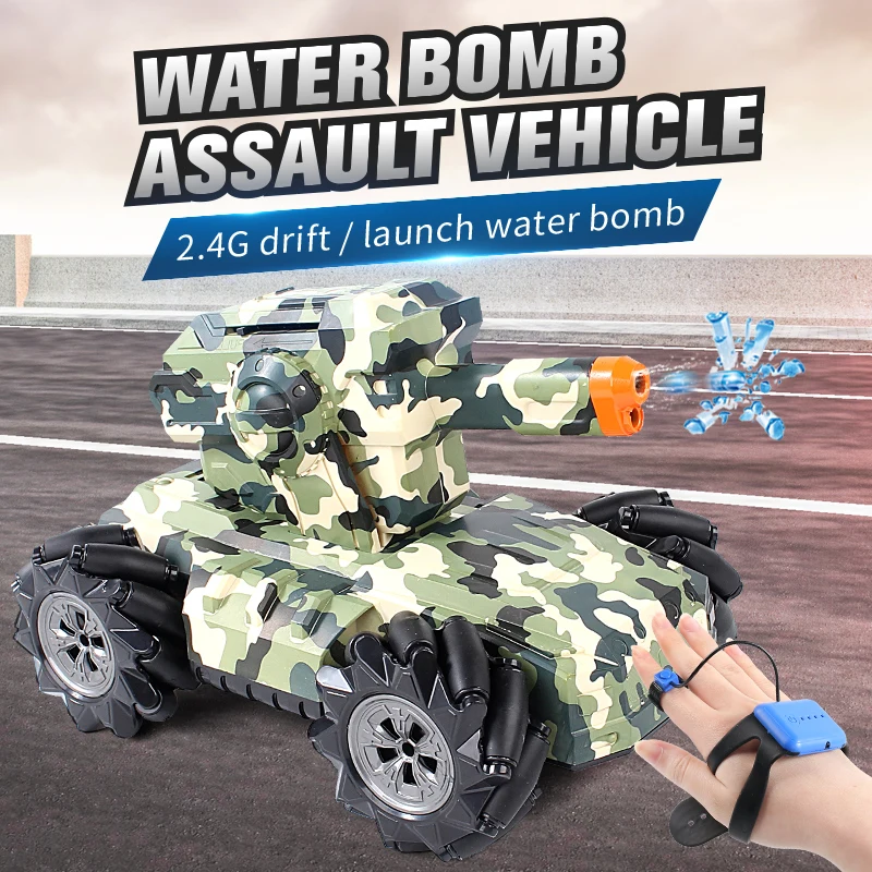 RC Car 4WD 1:18 Gesture Induction car One-Key Launch Water Bomb Assault Vehicle Remote Control Tank Drift Side Driving Toy
RC Car 4WD 1:18 Gesture Induction car One-Key Launch Water Bomb Assault Vehicle Remote Control Tank Drift Side Driving Toy