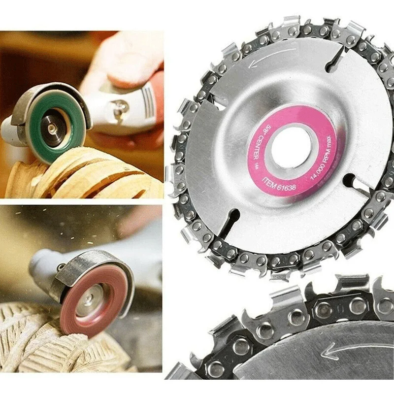 4 Inch 16mm Grinder Chain Disc 22 Tooth Wood Carving Disc For 100/115 Angle Grinder Woodworking Carving Grinding Tools
4 Inch 16mm Grinder Chain Disc 22 Tooth Wood Carving Disc For 100/115 Angle Grinder Woodworking Carving Grinding Tools