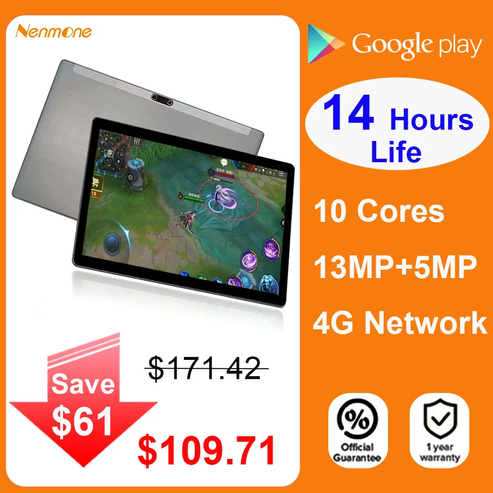 Планшет NENMONE K40 на Android, экран 10,1 дюйма, 10-ядерный процессор MT6797, камера 13 МП, 4G, поддержка телефонных звонков, Wi-Fi, порт Type-C
Планшет NENMONE K40 на Android, экран 10,1 дюйма, 10-ядерный процессор MT6797, камера 13 МП, 4G, поддержка телефонных звонков, Wi-Fi, порт Type-C