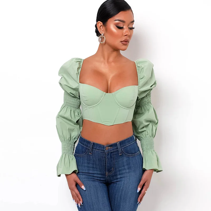 Elegant Square Collar Flare Sleeve Women's Blouses Shirt Fashion Summer Sexy Backless Lace Up Tops Shirts Cropped
Elegant Square Collar Flare Sleeve Women's Blouses Shirt Fashion Summer Sexy Backless Lace Up Tops Shirts Cropped
