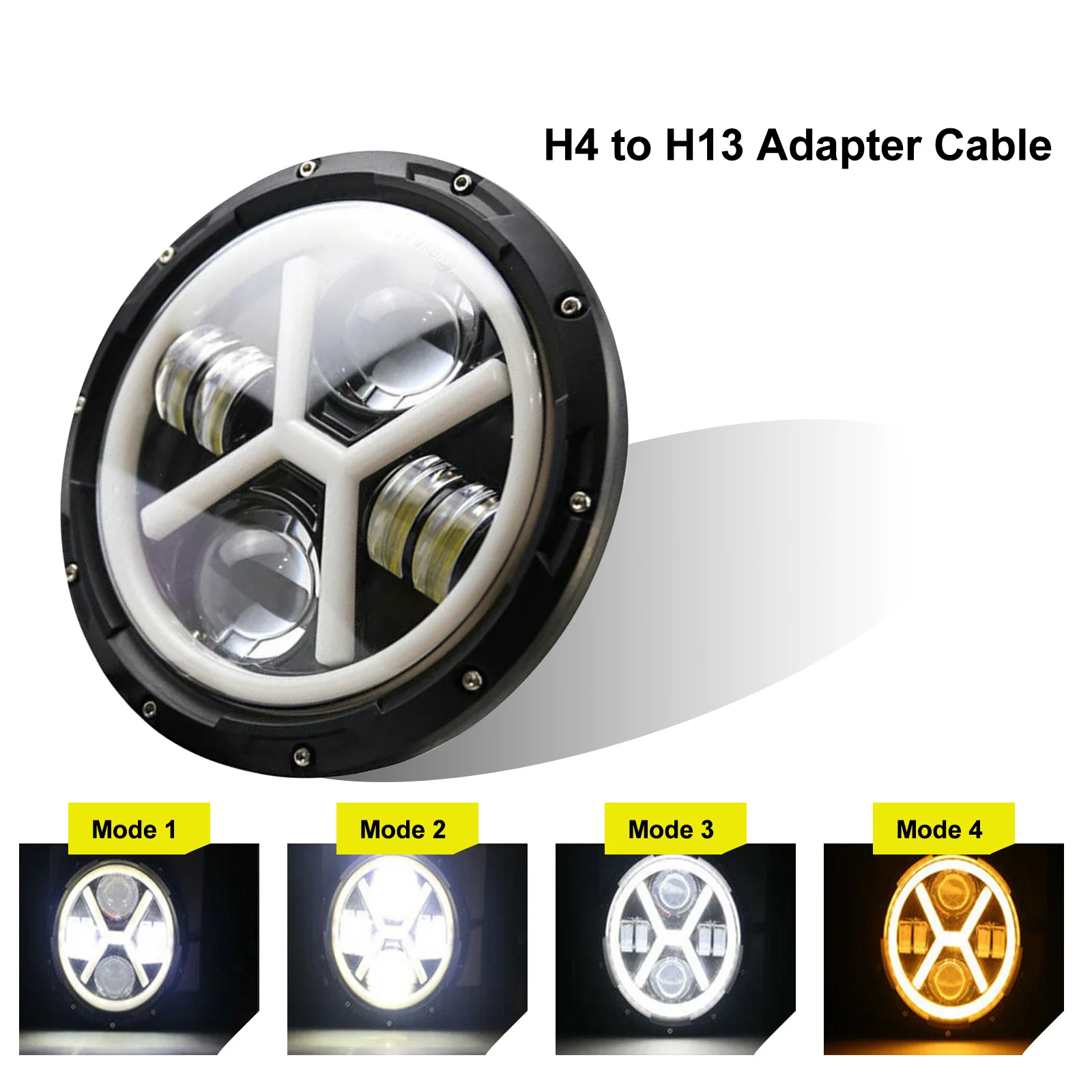 7 inch 500W Car LED Headlight H4 Halo Angle Eyes Projector Led Headlamp Hi/Low Turn Signal for Wrangler TJ LJ JK Yamaha
7 inch 500W Car LED Headlight H4 Halo Angle Eyes Projector Led Headlamp Hi/Low Turn Signal for Wrangler TJ LJ JK Yamaha