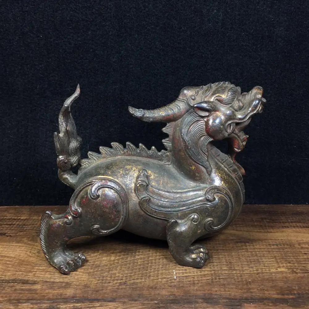 Home Decor 5" Tibet Buddhism Temple Old Bronze Cinnabars Unicorn statue Dragon head lion body monsters Ward off evil spirits
Home Decor 5" Tibet Buddhism Temple Old Bronze Cinnabars Unicorn statue Dragon head lion body monsters Ward off evil spirits