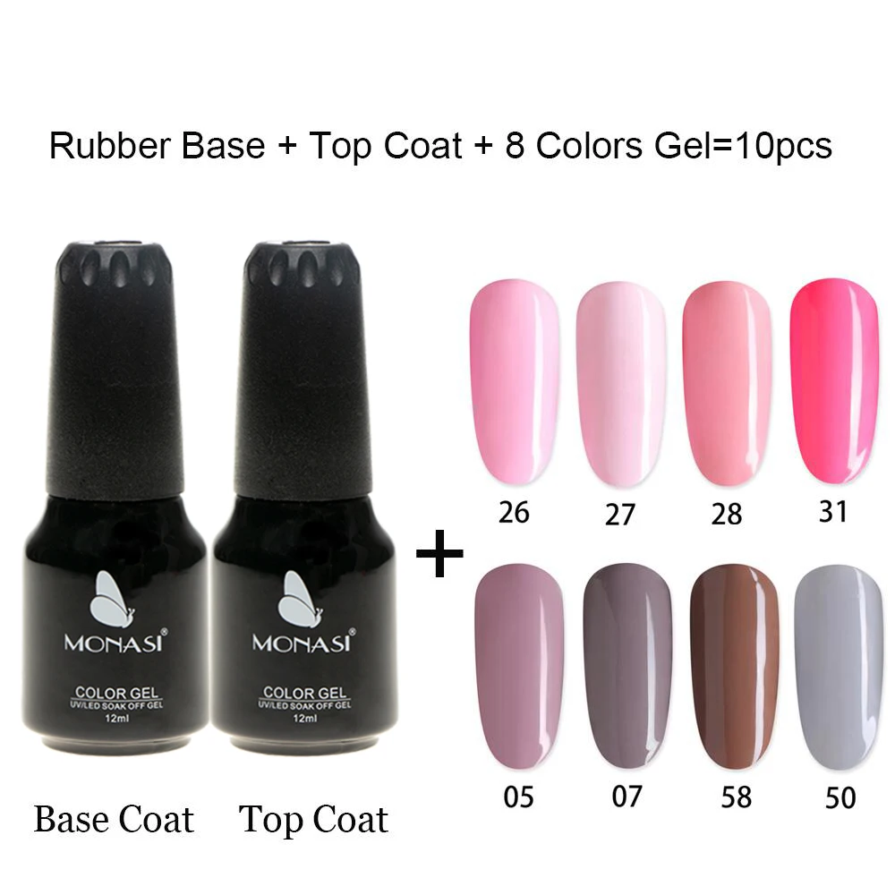 MONASI Nude Pink Gray Colors UV Gel Nail Polish 10PCS/SET Base and Top Coat Gelpolish UV/LED Soak Off Gel
MONASI Nude Pink Gray Colors UV Gel Nail Polish 10PCS/SET Base and Top Coat Gelpolish UV/LED Soak Off Gel