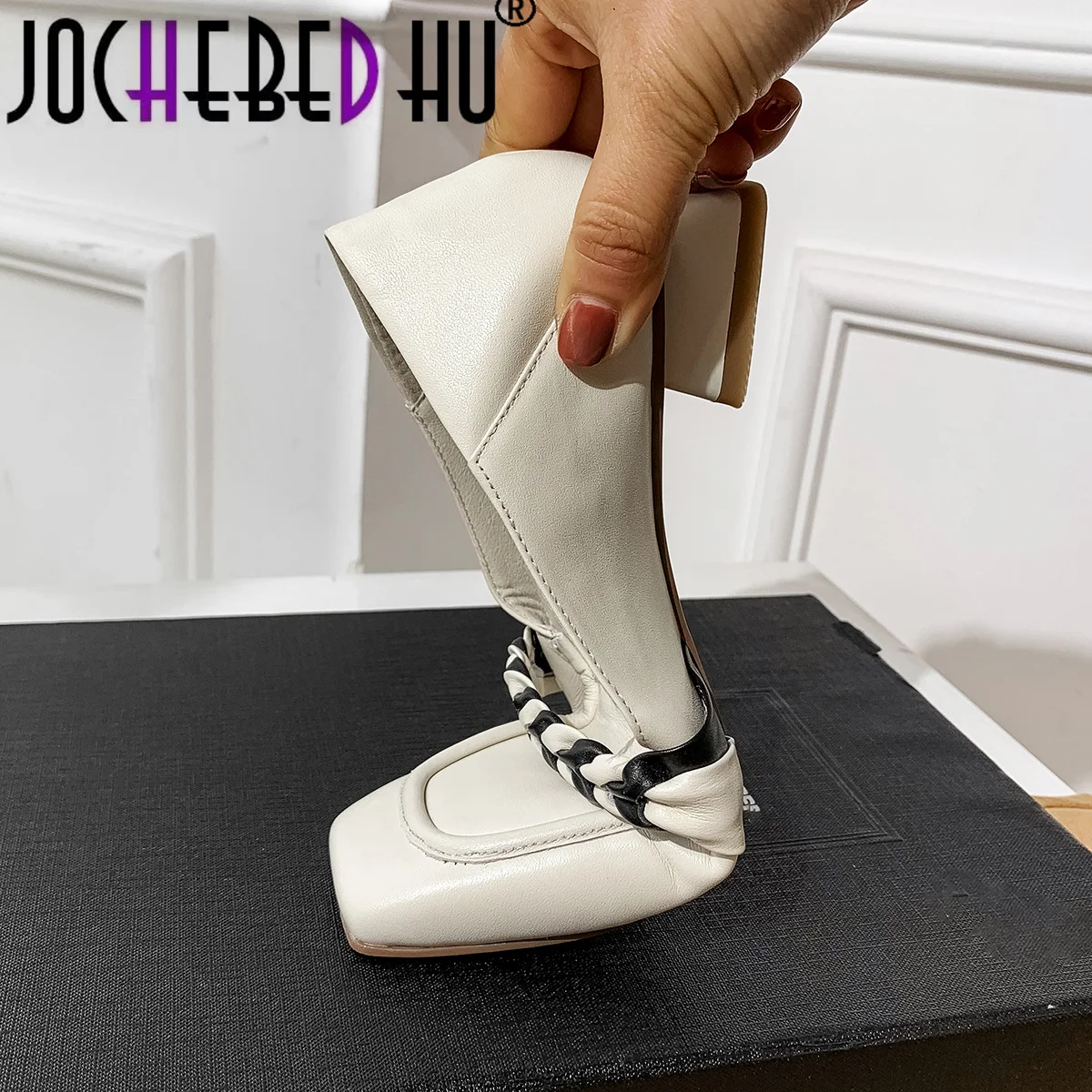 【JOCHEBED HU】Concise Casual Comfortable Women Genuine Leather Square Toe Thick Heels Spring Summer Working Shoes Woman Weave
【JOCHEBED HU】Concise Casual Comfortable Women Genuine Leather Square Toe Thick Heels Spring Summer Working Shoes Woman Weave