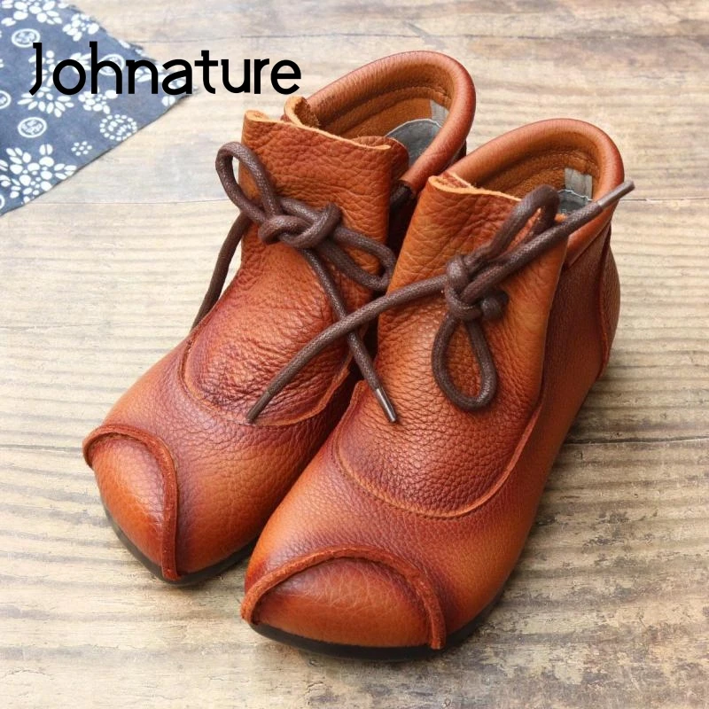 Женские ботинки из натуральной кожи Johnature, ботинки на шнуровке с круглым носком, на плоской подошве, 2022
Женские ботинки из натуральной кожи Johnature, ботинки на шнуровке с круглым носком, на плоской подошве, 2022