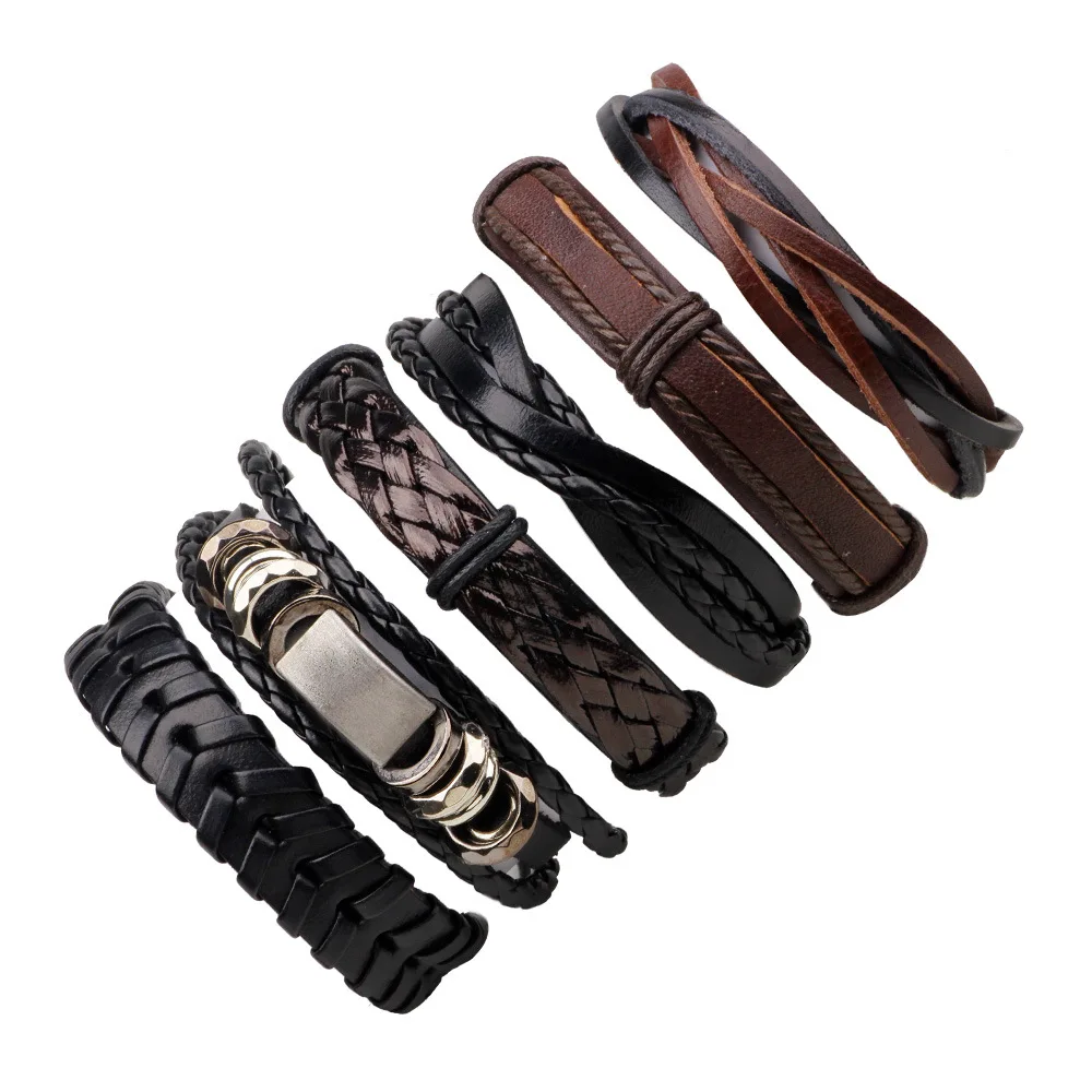 6pcs/set Retro Metal Bead Leather Bracelets Set Fashion Handmade Charm Braided Bracelet Bangles Male Wristband Jewelry Gifts
6pcs/set Retro Metal Bead Leather Bracelets Set Fashion Handmade Charm Braided Bracelet Bangles Male Wristband Jewelry Gifts
