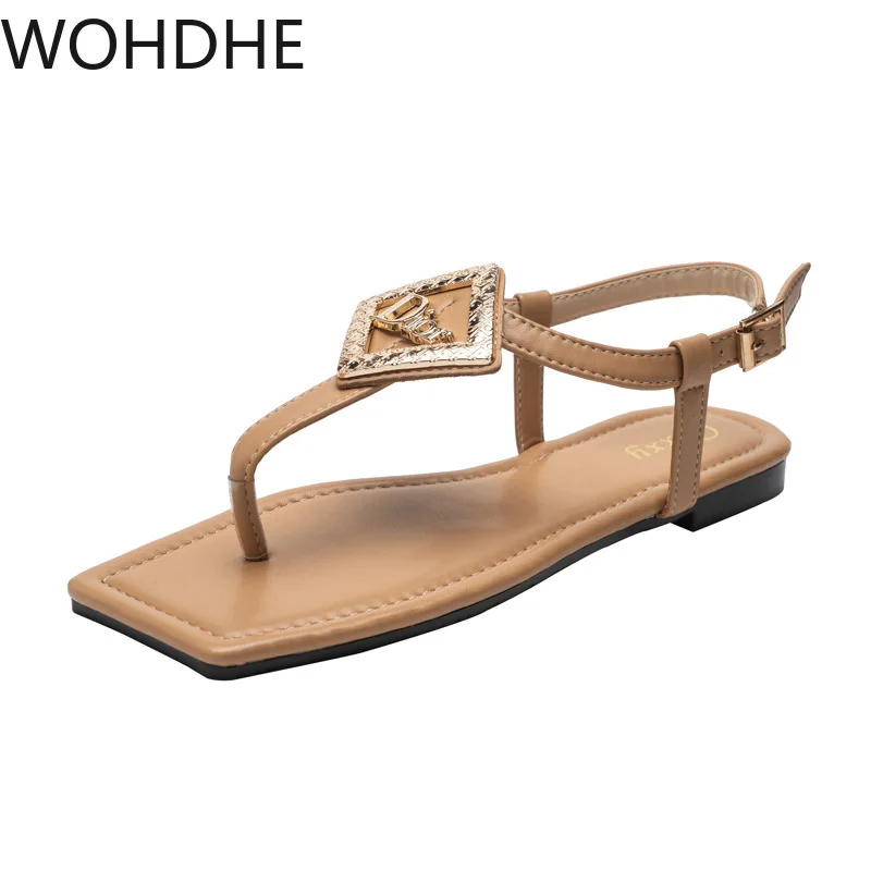 WOHDHE New Summer Leather Sandals Fashion Casual Flip Flops Metal Buckle Flats Sandals Crystal Designer Women Slippers Cool
WOHDHE New Summer Leather Sandals Fashion Casual Flip Flops Metal Buckle Flats Sandals Crystal Designer Women Slippers Cool