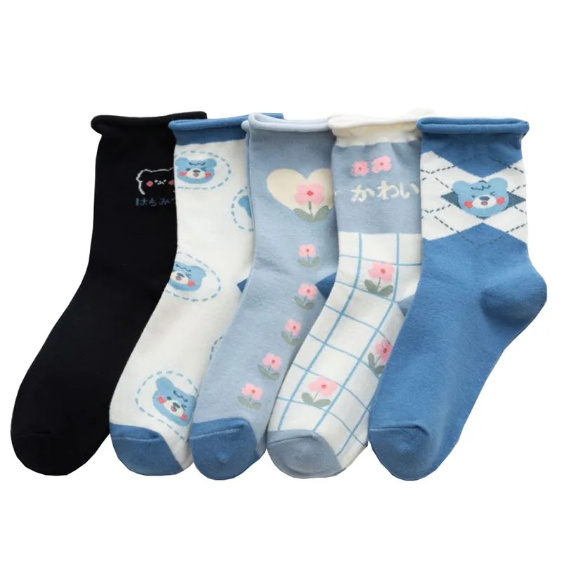 Socks Women Autumn Summer Japanese Blue Harajuku Middle Tube Print Crimping Pure Cotton Bear Floral Breathable Sweat-absorbent
Socks Women Autumn Summer Japanese Blue Harajuku Middle Tube Print Crimping Pure Cotton Bear Floral Breathable Sweat-absorbent