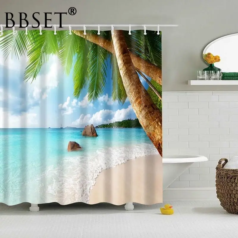Beach Scenery Shower Curtain Blue Sky and Coconut Trees on The Beach Pattern Waterproof Multi-size Douchegordijn Bathroom Decor
Beach Scenery Shower Curtain Blue Sky and Coconut Trees on The Beach Pattern Waterproof Multi-size Douchegordijn Bathroom Decor
