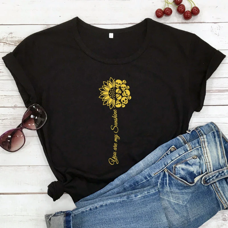 You Are My Sunshine With Skulls Sunflower T-shirt Funny Women Motivational Quote Tshirt Trendy Summer Christian Graphic Tee Top
You Are My Sunshine With Skulls Sunflower T-shirt Funny Women Motivational Quote Tshirt Trendy Summer Christian Graphic Tee Top