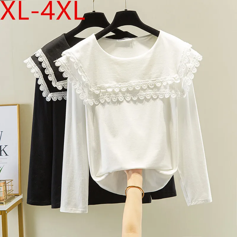 Missfansiqi New Spring Autumn Plus Size Women O Neck Long Sleeve Lace Patchwork Cotton T-shirt Large Loose Casual Tops Tees
Missfansiqi New Spring Autumn Plus Size Women O Neck Long Sleeve Lace Patchwork Cotton T-shirt Large Loose Casual Tops Tees