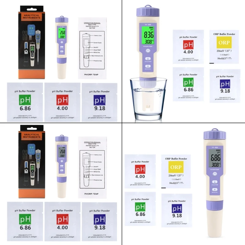 Professional Digital Water Tester YY-600 PH/ORP/TEMP 3 In 1 Tester Pen with PH&ORP calibration powder buffer powder
Professional Digital Water Tester YY-600 PH/ORP/TEMP 3 In 1 Tester Pen with PH&ORP calibration powder buffer powder