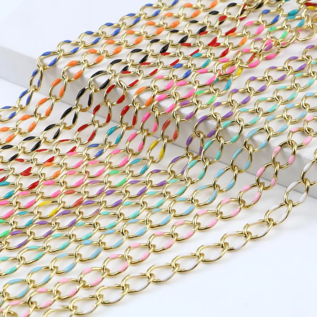 Color Enamel Link Curb Chain Multi-color For Women Jewelry Making Components Crafts DIY Jewelry Necklace Bracelet Anklet 1m long
Color Enamel Link Curb Chain Multi-color For Women Jewelry Making Components Crafts DIY Jewelry Necklace Bracelet Anklet 1m long