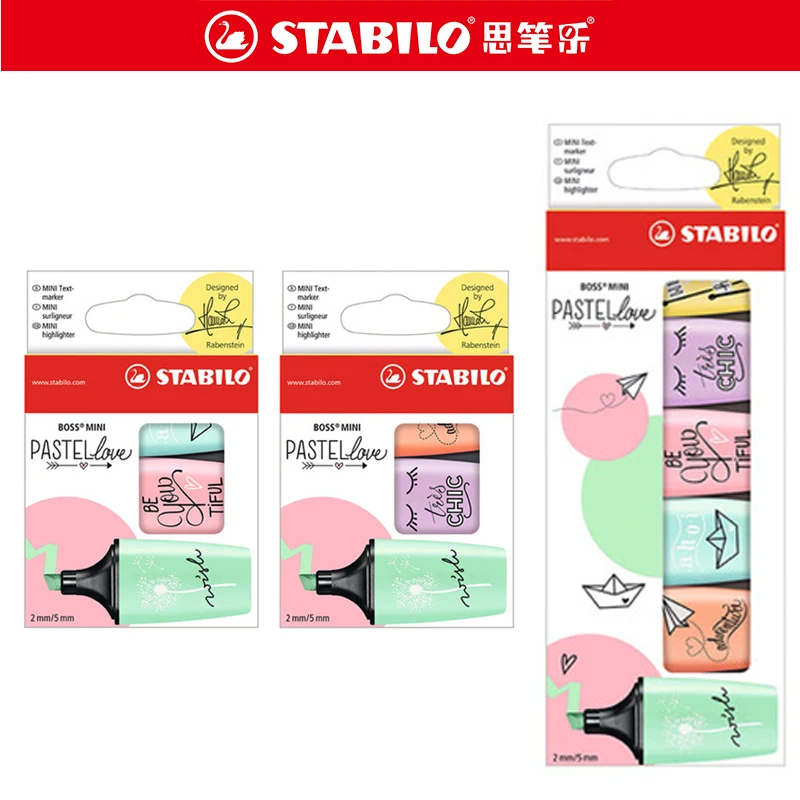 3-color/6-color Kawaii Mini Stabilo Boss Highlighter Macaron Color Marker Mini Set Eco-friendly Design Not Easy To Dry
3-color/6-color Kawaii Mini Stabilo Boss Highlighter Macaron Color Marker Mini Set Eco-friendly Design Not Easy To Dry