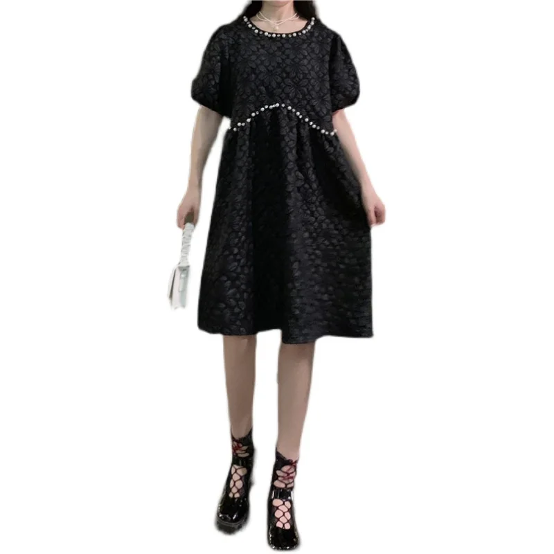 Summer Korean Puff Sleeve Beaded Dress Women O-neck Fashion Clothes Lady Elegant High Waist Dresses Female
Summer Korean Puff Sleeve Beaded Dress Women O-neck Fashion Clothes Lady Elegant High Waist Dresses Female