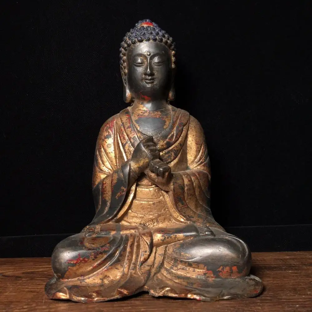 Tibet Buddhism Temple Old Bronze Gilt Cinnabars Shakyamuni Buddha Statue Burning lamp ancient Buddha statue Enshrine the Buddha
Tibet Buddhism Temple Old Bronze Gilt Cinnabars Shakyamuni Buddha Statue Burning lamp ancient Buddha statue Enshrine the Buddha