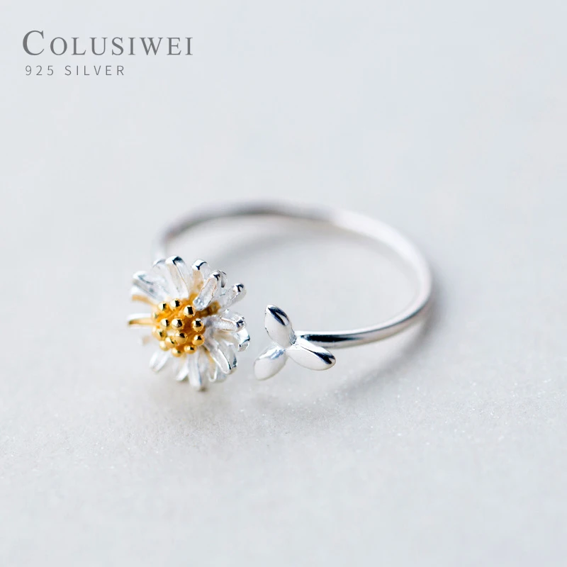 COLUSIWEI Real 925 Sterling Silver Small Daisy and Leaves Ring for Women Open Adjustable Finger Rings Fashion Jewelry Girl Gift
COLUSIWEI Real 925 Sterling Silver Small Daisy and Leaves Ring for Women Open Adjustable Finger Rings Fashion Jewelry Girl Gift