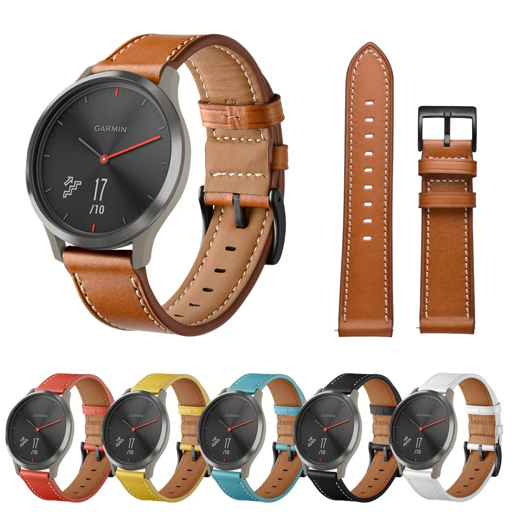 Ремешок из натуральной кожи для Garmin Vivoactive 3 4 сменный наручный ремешок 4s Vivomove HR //
