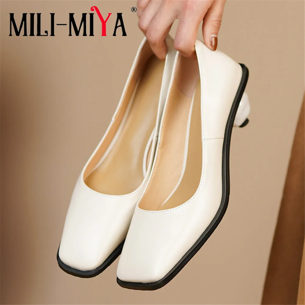 MILI-MIYA Genuine Leather Square Toe Slip On Women Pumps Shallow Ladies Spring Autumn Concise Strange Style High Heels Shoes
MILI-MIYA Genuine Leather Square Toe Slip On Women Pumps Shallow Ladies Spring Autumn Concise Strange Style High Heels Shoes