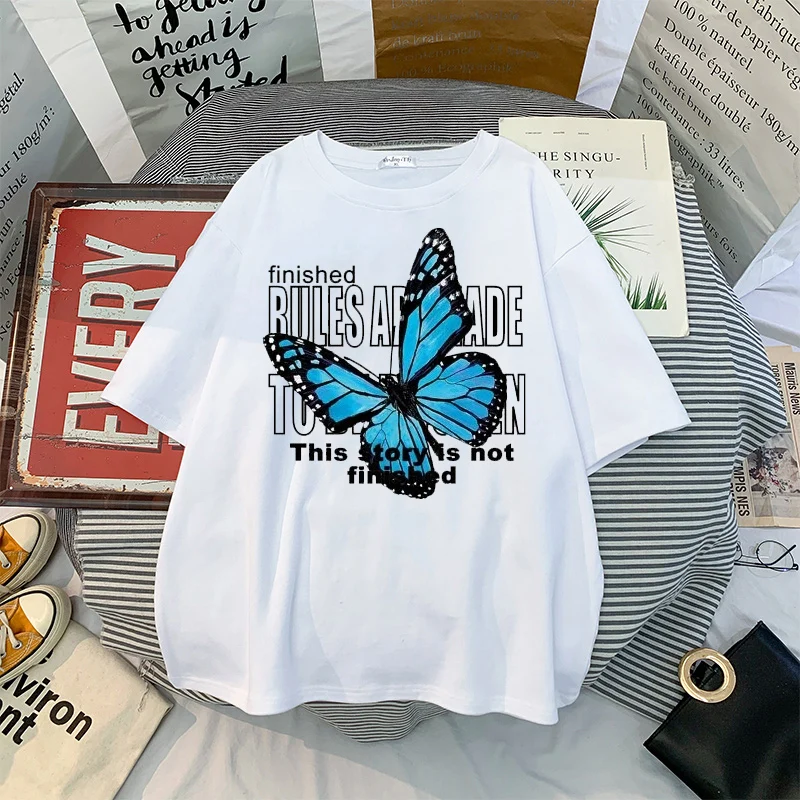 Fashion Butterfly T-shirt Men And Women Harajuku Hip-hop Short-sleeved T-shirt Casual Top Streetwear Oversized T-shirt Female
Fashion Butterfly T-shirt Men And Women Harajuku Hip-hop Short-sleeved T-shirt Casual Top Streetwear Oversized T-shirt Female
