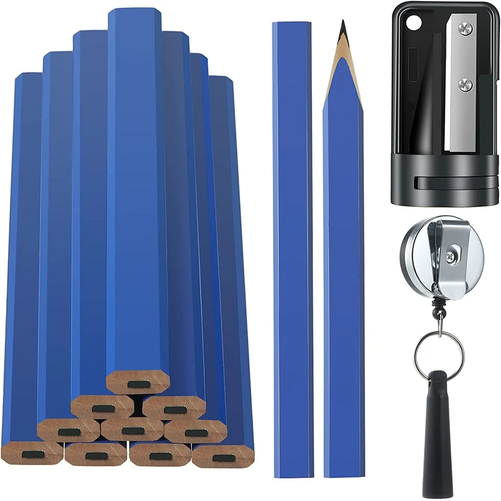 12Pcs 175mm Carpenter Pencil Joiner Woodworking Hard Lead Scribing Marking With Pencil Sharpener Retractable Pen Holder DIY Pen
12Pcs 175mm Carpenter Pencil Joiner Woodworking Hard Lead Scribing Marking With Pencil Sharpener Retractable Pen Holder DIY Pen