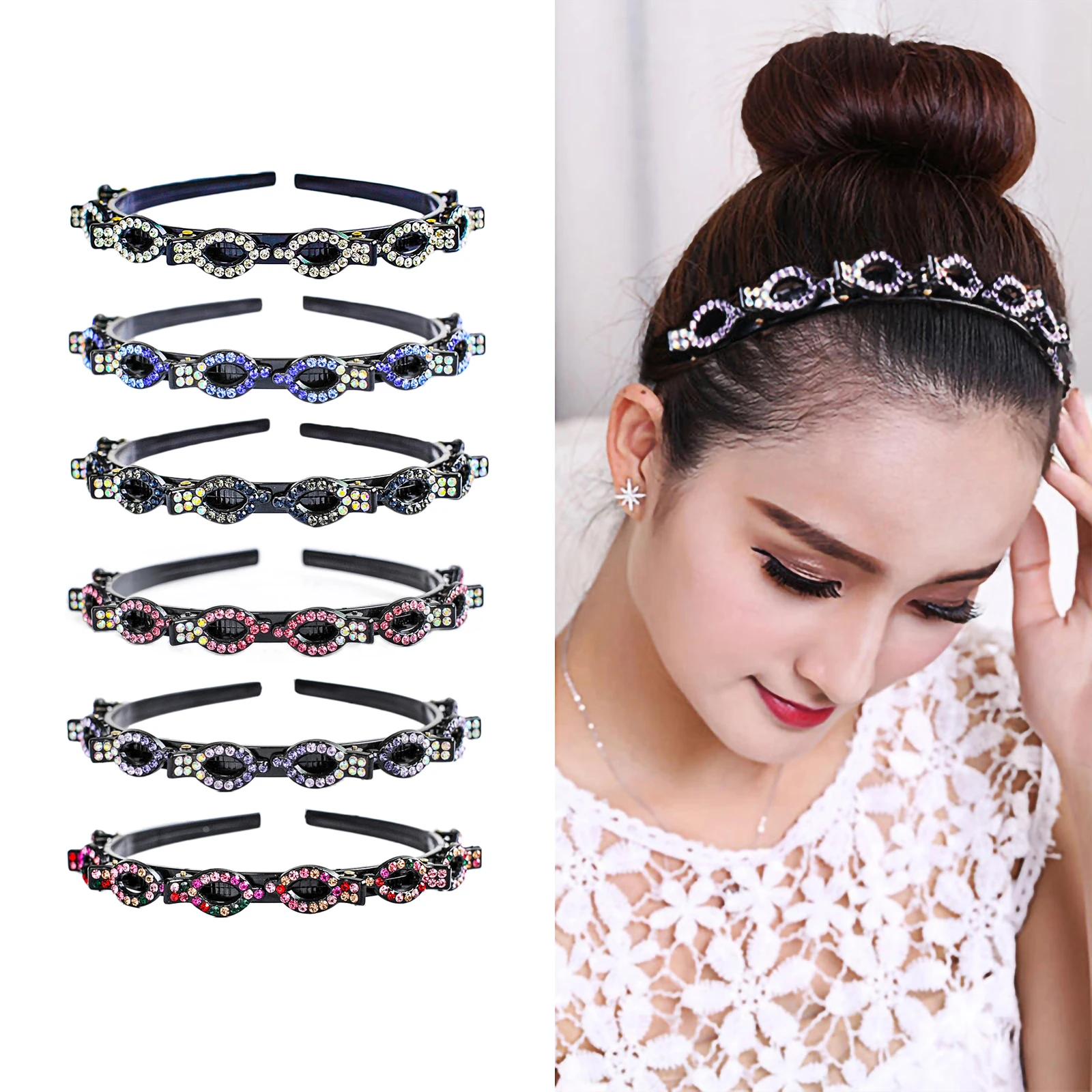 Woven Headband Rhinestone Clip Hair Accessories Bangs Double Headband Hollow Braided Hairband Hairpin For Women Girls
Woven Headband Rhinestone Clip Hair Accessories Bangs Double Headband Hollow Braided Hairband Hairpin For Women Girls