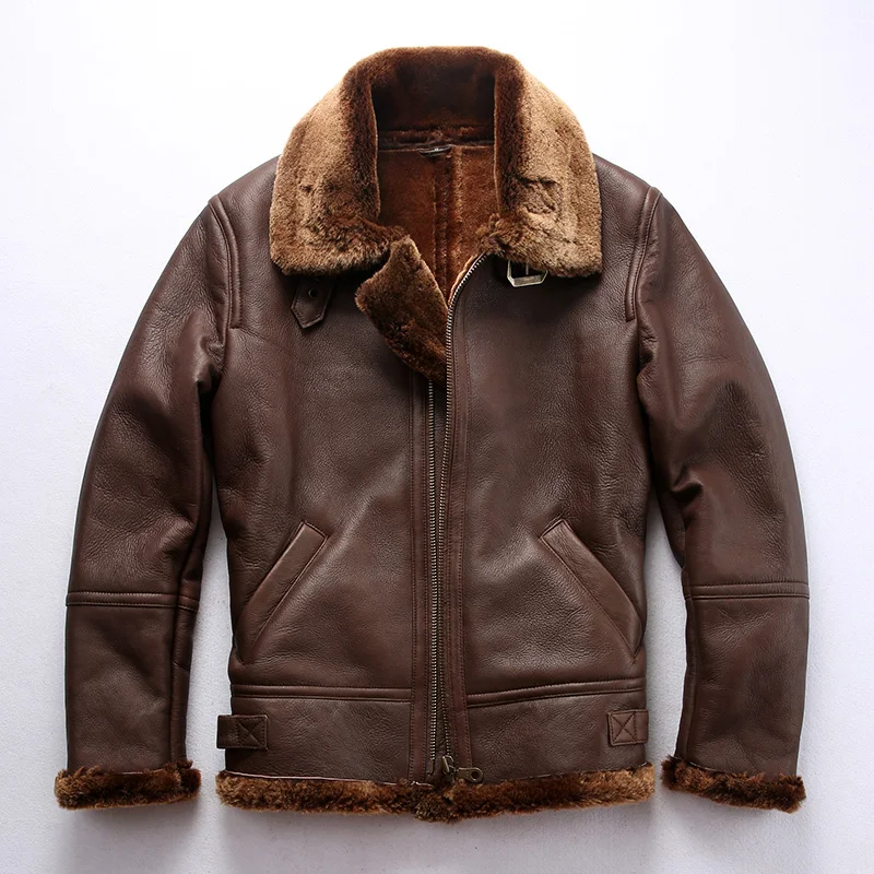 

Быстрая доставка, Высококачественная теплая куртка из натуральной овечьей кожи, зимняя меховая куртка, классическое пальто B3 Air Force Fly из ове...