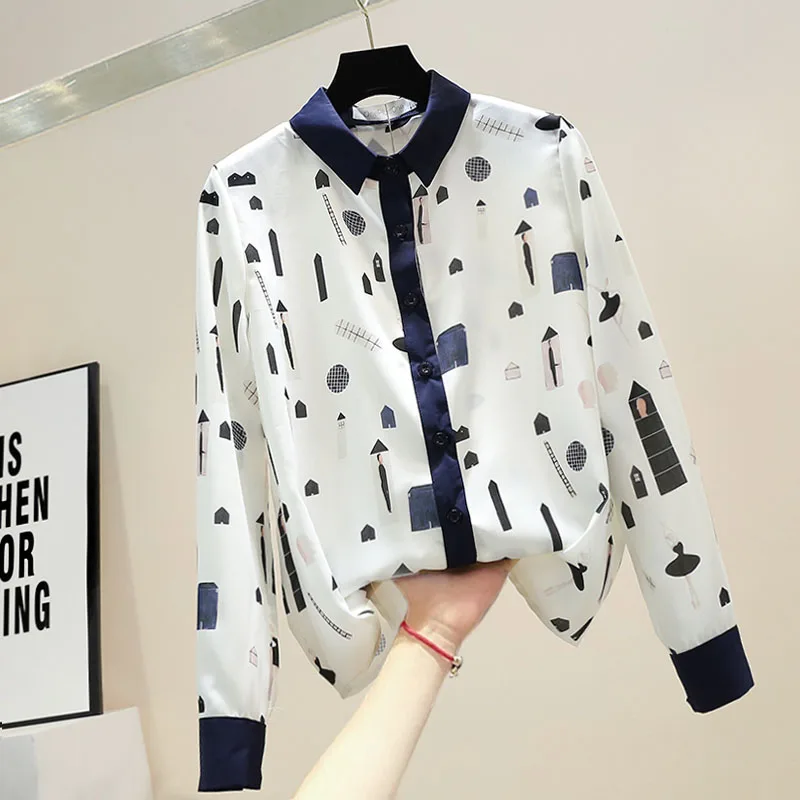 Spring Autumn Women's Blouses French Style Contrast Color Printed Chiffon Shirt New Long Sleeve Female Tops GX331
Spring Autumn Women's Blouses French Style Contrast Color Printed Chiffon Shirt New Long Sleeve Female Tops GX331