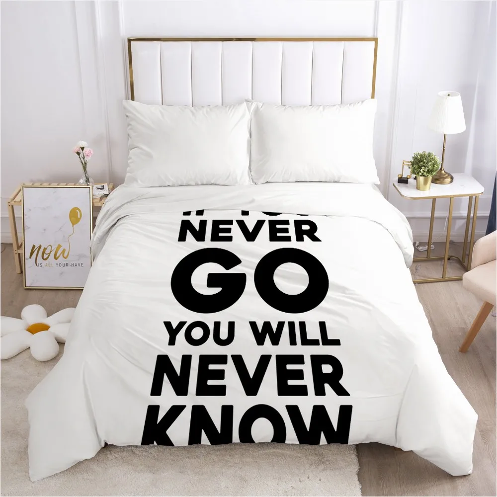 

3D Duvet Cover with Zipper Comforter/Quilt/Blanket Cover 180x210 200x200 3D Nordic Bedding White Letter Customize size/design
