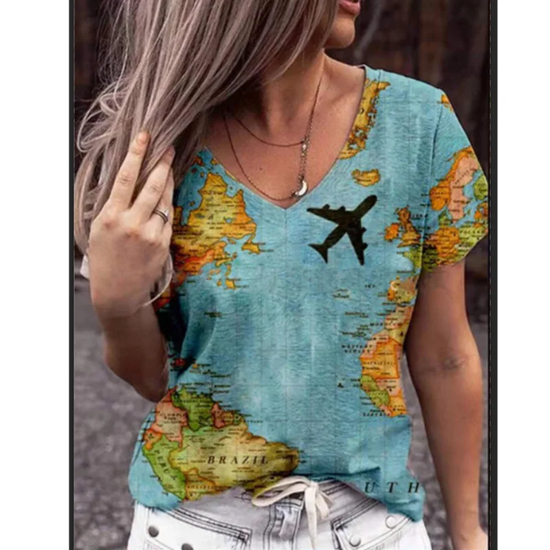 5XL Oversized Summer Floral Print T Shirt Women Short Sleeve 3D Map Shirt Fashion Casual V-Neck Ladies Plus Size Loose Top 2021
5XL Oversized Summer Floral Print T Shirt Women Short Sleeve 3D Map Shirt Fashion Casual V-Neck Ladies Plus Size Loose Top 2021
