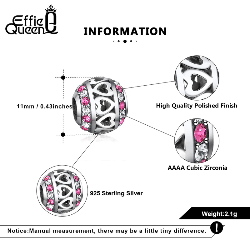 Effie Queen 925 Sterling Silver Heart Charm Mom Beads Fit Original Bracelet Pendant DIY Beads Jewelry Bracelet Charms Gift
Effie Queen 925 Sterling Silver Heart Charm Mom Beads Fit Original Bracelet Pendant DIY Beads Jewelry Bracelet Charms Gift