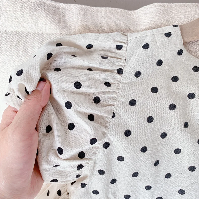 Dress Girl Short Sleeve 2021 children's Summer New Puff Sleeve Linen Cotton Polka Dot Dress Kids20579
Dress Girl Short Sleeve 2021 children's Summer New Puff Sleeve Linen Cotton Polka Dot Dress Kids20579